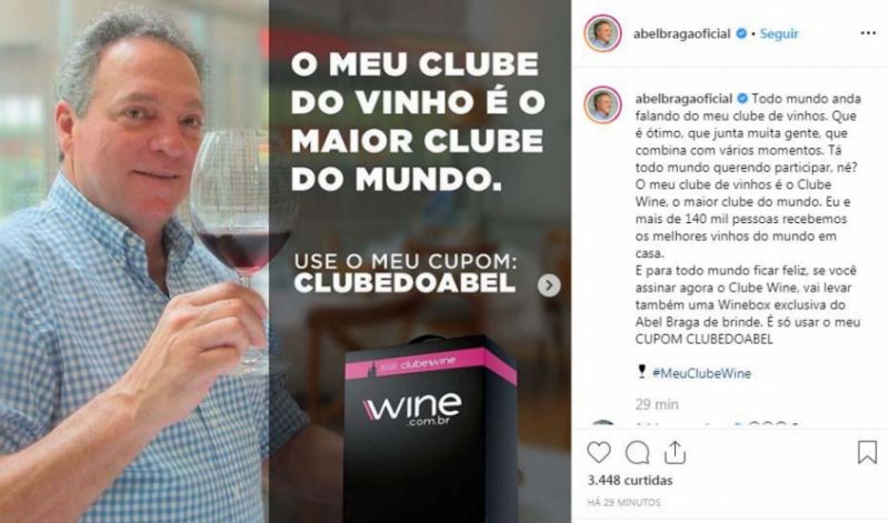 Abel usa polêmica do ‘Clube do Vinho’ para fechar parceria com Wine