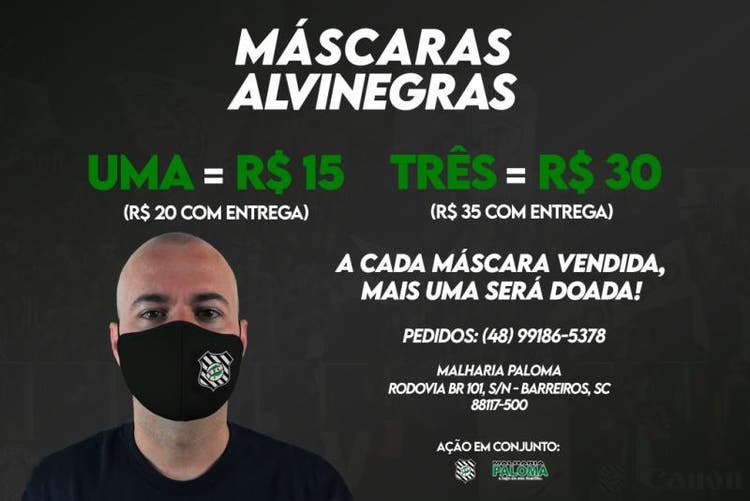 Figueirense, Paraná e Joinville lançam máscaras de proteção personalizadas