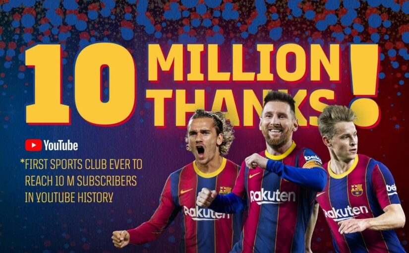 Barcelona é o primeiro clube a alcançar 10 milhões de inscritos no YouTube