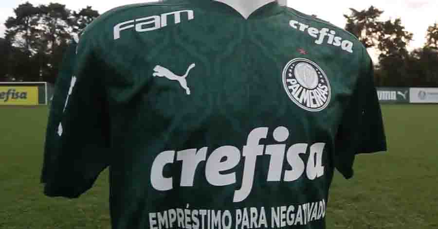 Crefisa usa clássico para promover serviço de empréstimo na camisa do Palmeiras