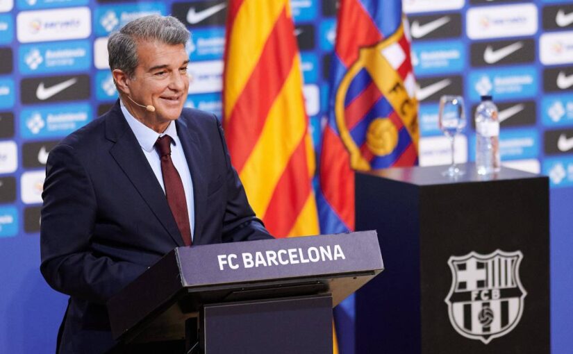 Joan Laporta, presidente do FC Barcelona, diz Super Liga europeia sairá em 2025