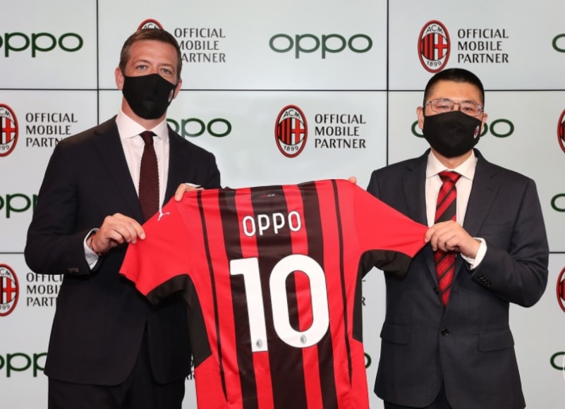 Milan fecha patrocínio com marca chinesa de smartphones Oppo