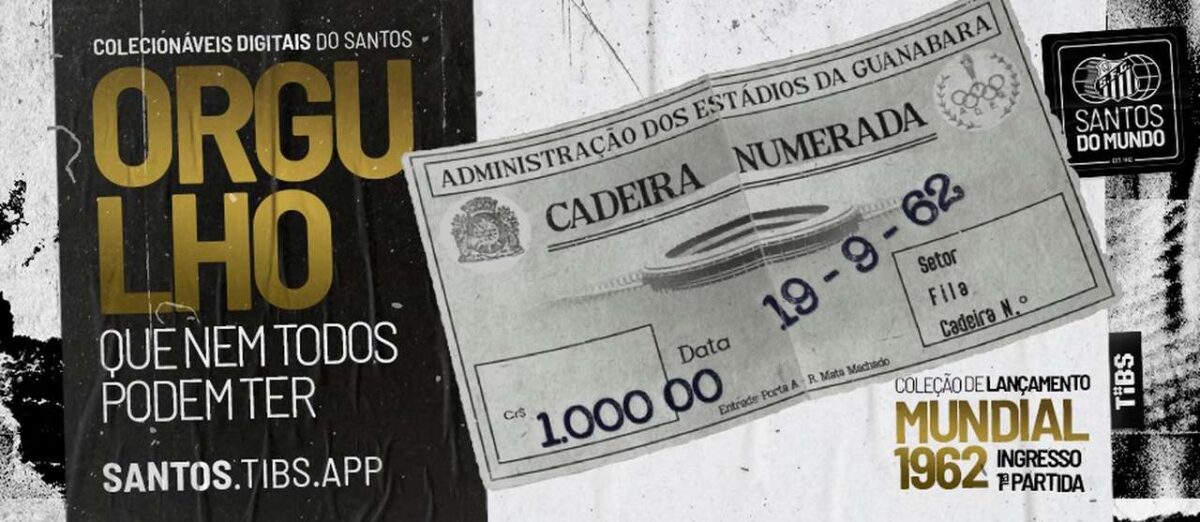 Santos lança colecionáveis digitais em homenagem ao vitorioso ano de 1962