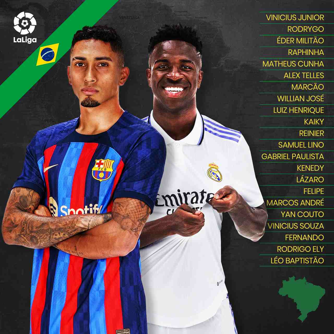 Protagonistas, apostas e ídolos: conheça os brasileiros da temporada 2022-23  de LaLiga