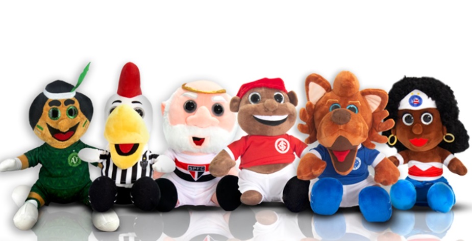Empresa lança pelúcia de mascotes de Atlético-MG, Bahia, Chapecoense, Cruzeiro, Internacional e São Paulo