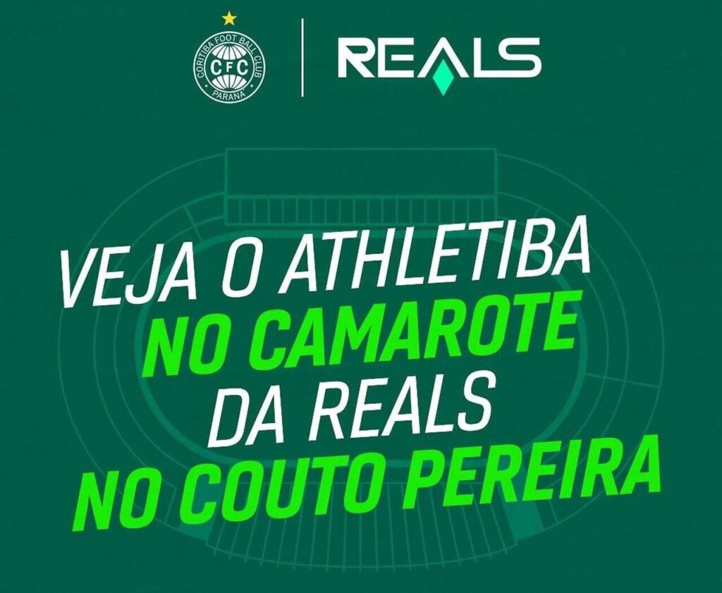 Patrocinadora máster do Coritiba, Reals levará torcedores para assistir o Athletiba