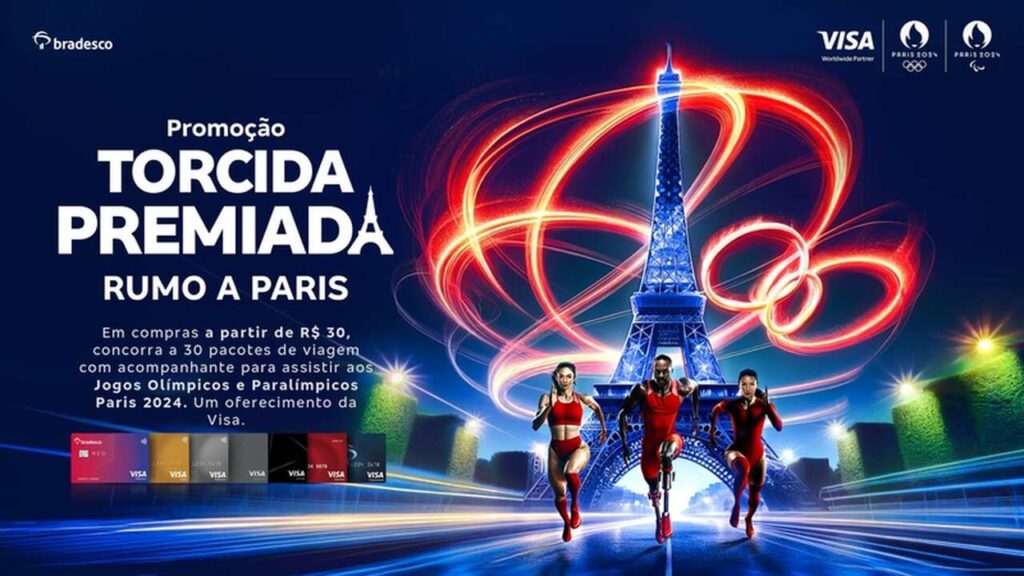 Cartões Bradesco Visa sortearão clientes para irem aos Jogos Olímpicos e Paralímpicos Paris 2024